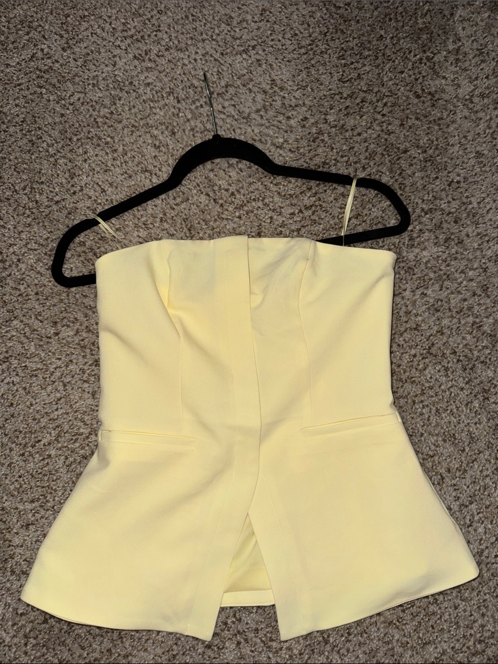 Express Strapless Butter Yellow Stretch Cotton Cutaway Tailored Tube Top